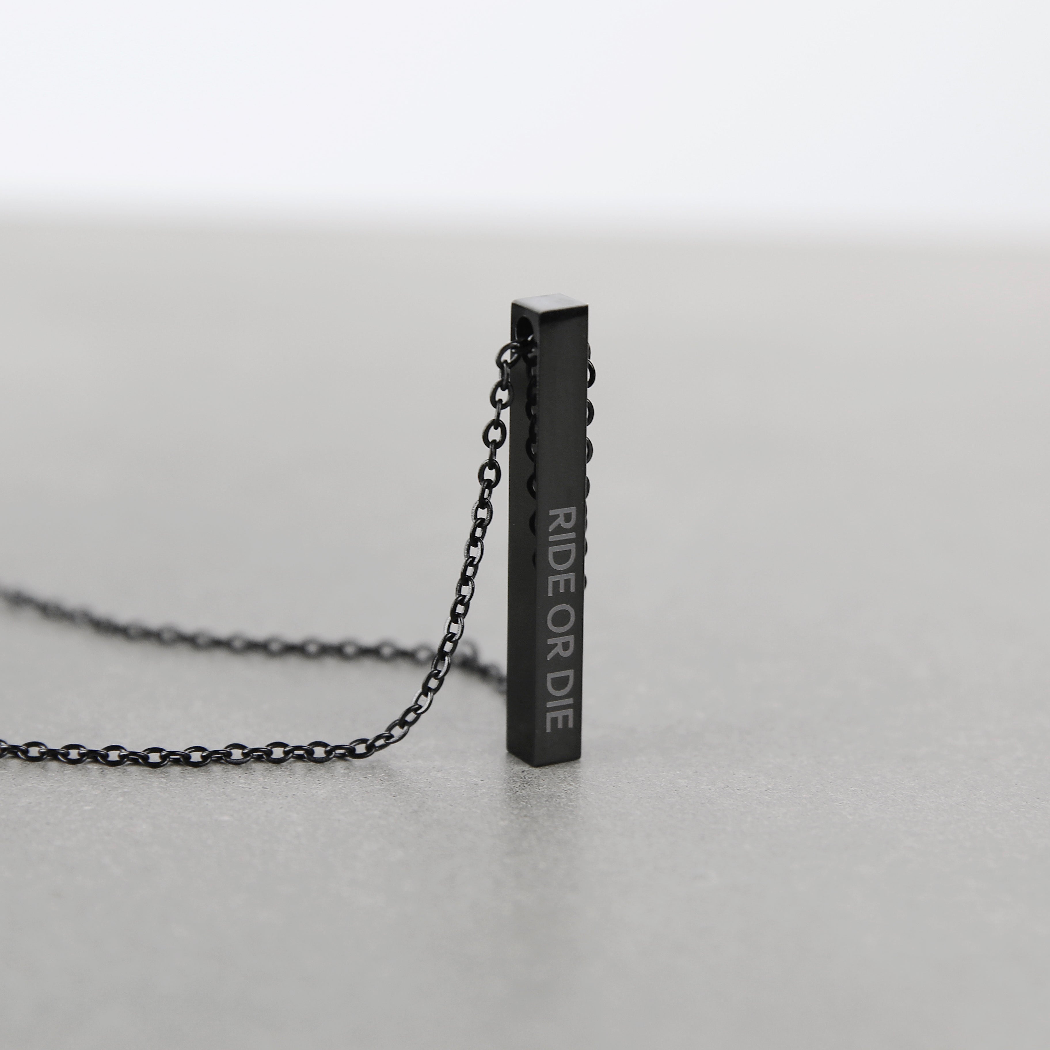 Bar Pendant Necklace - Black 5mm