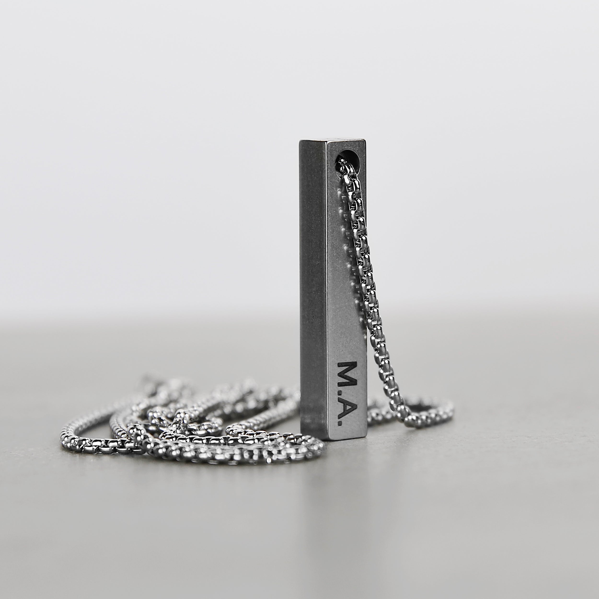 Bar Pendant Necklace - Matte Steel 6mm