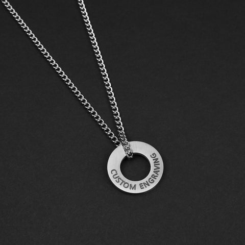 Circle Necklace - Matte Silver 22mm