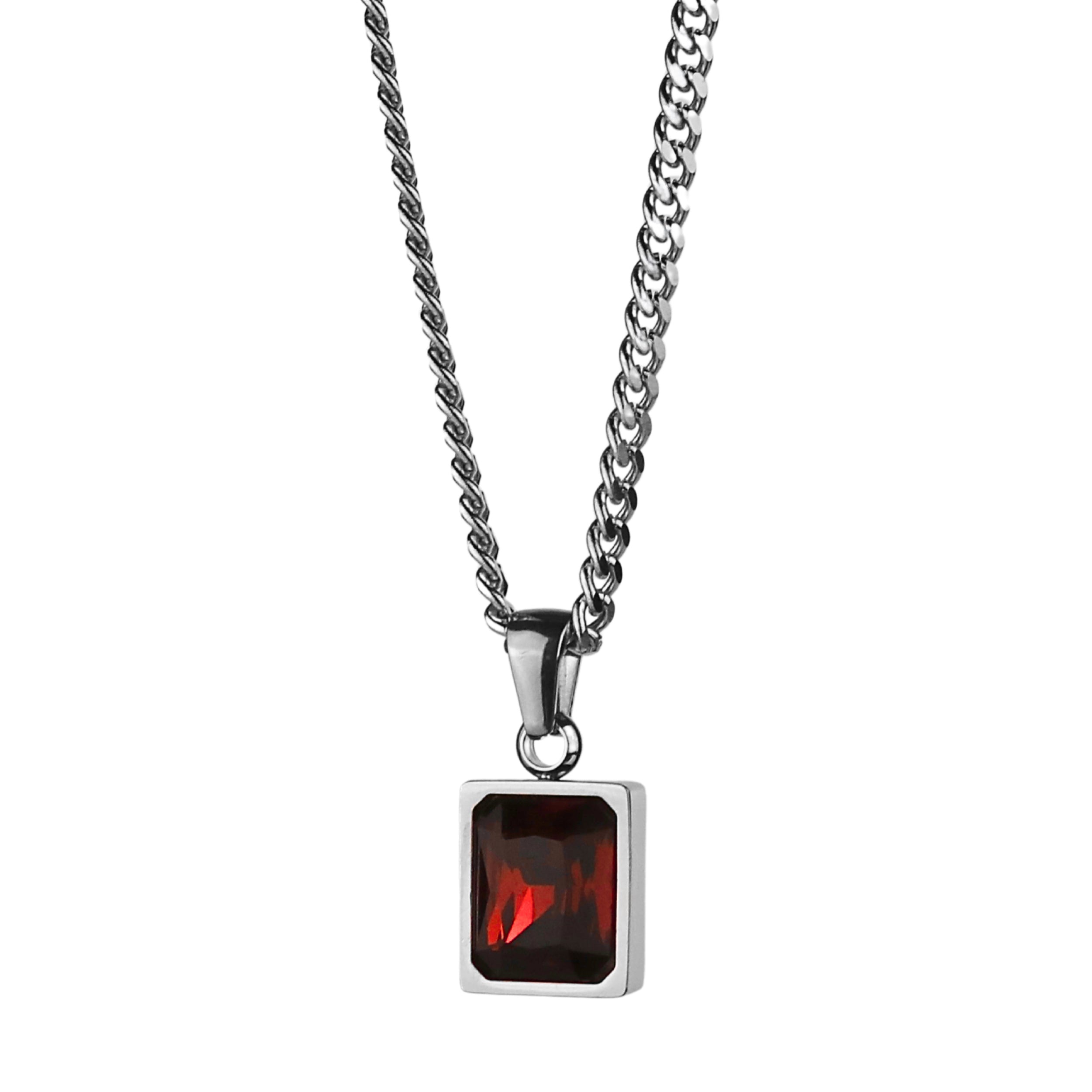 Envy Necklace - Silver x Red