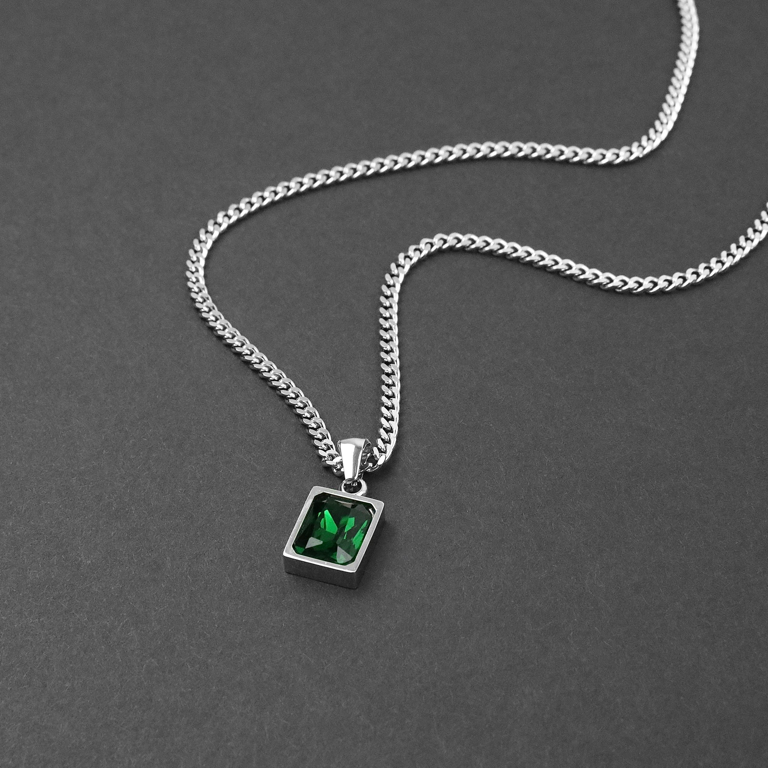 Envy Necklace - Silver x Green