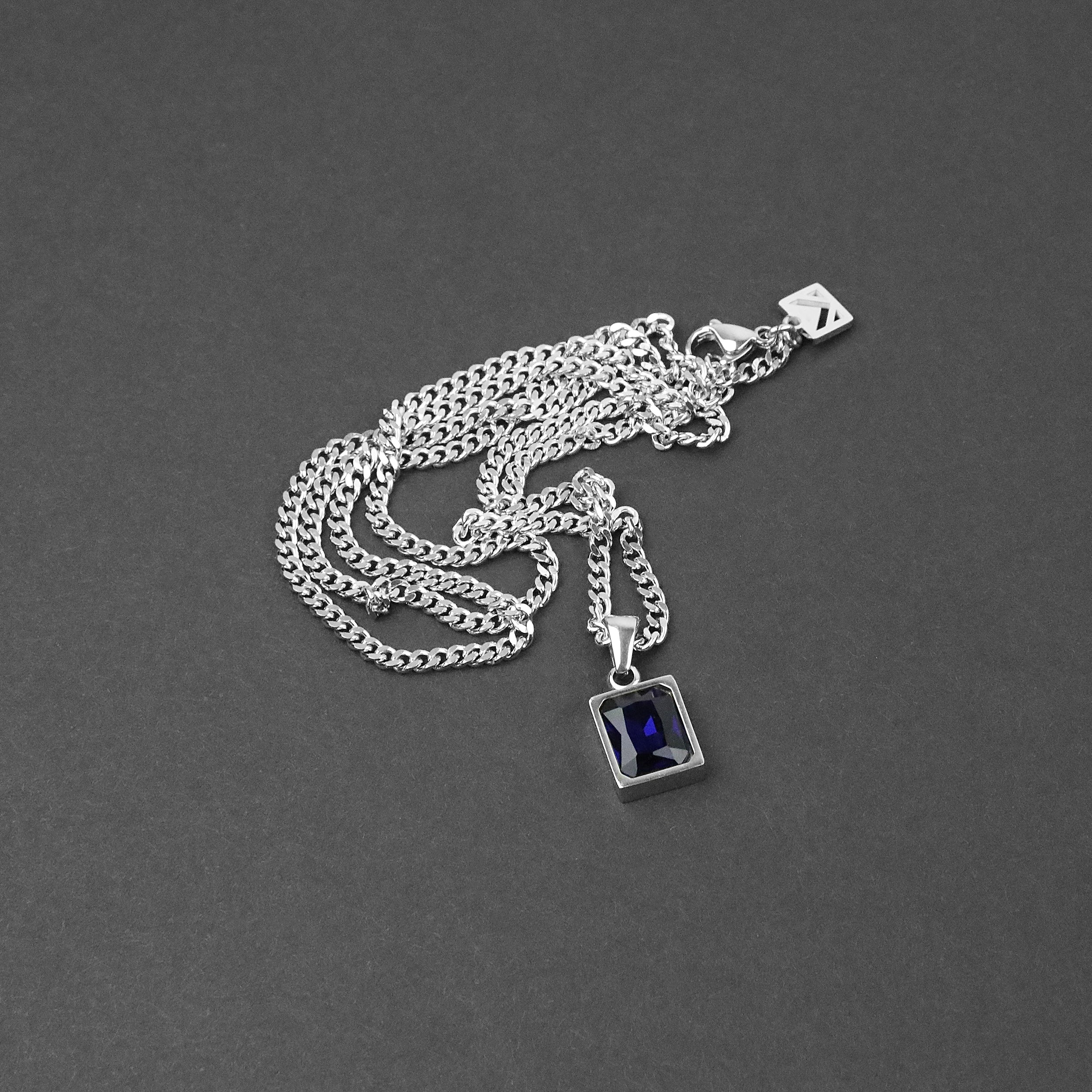 Envy Necklace - Silver x Blue