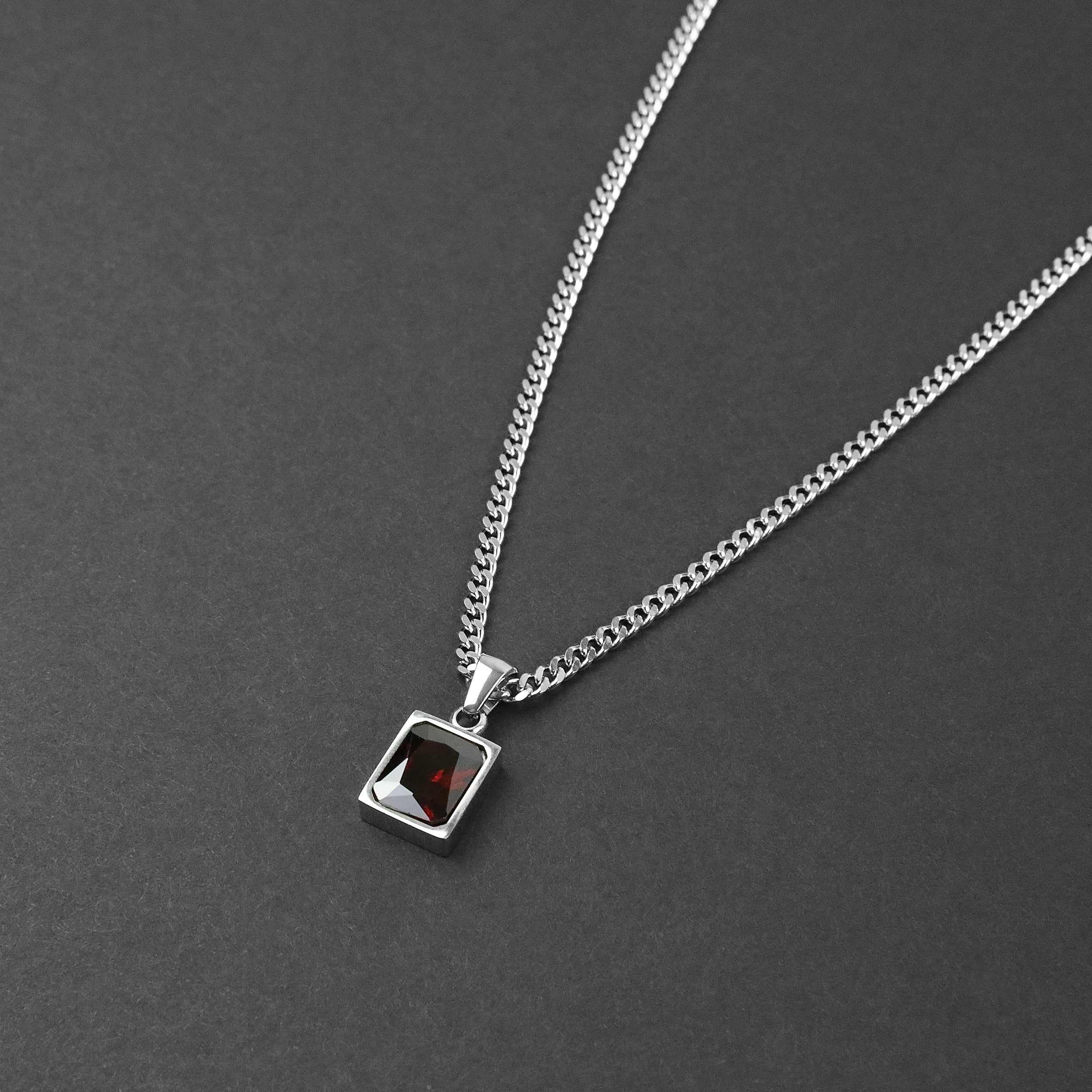 Envy Necklace - Silver x Red