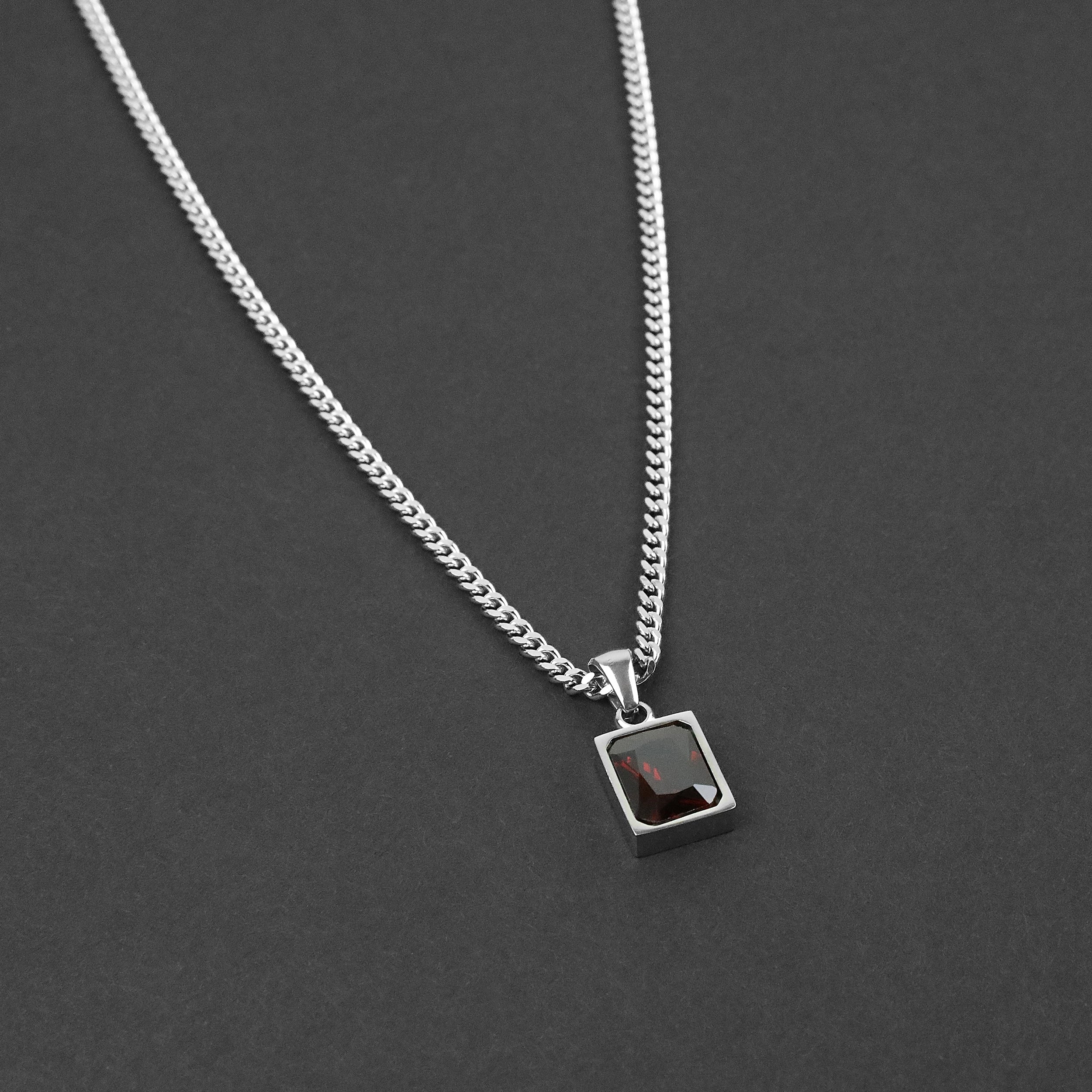 Envy Necklace - Silver x Red