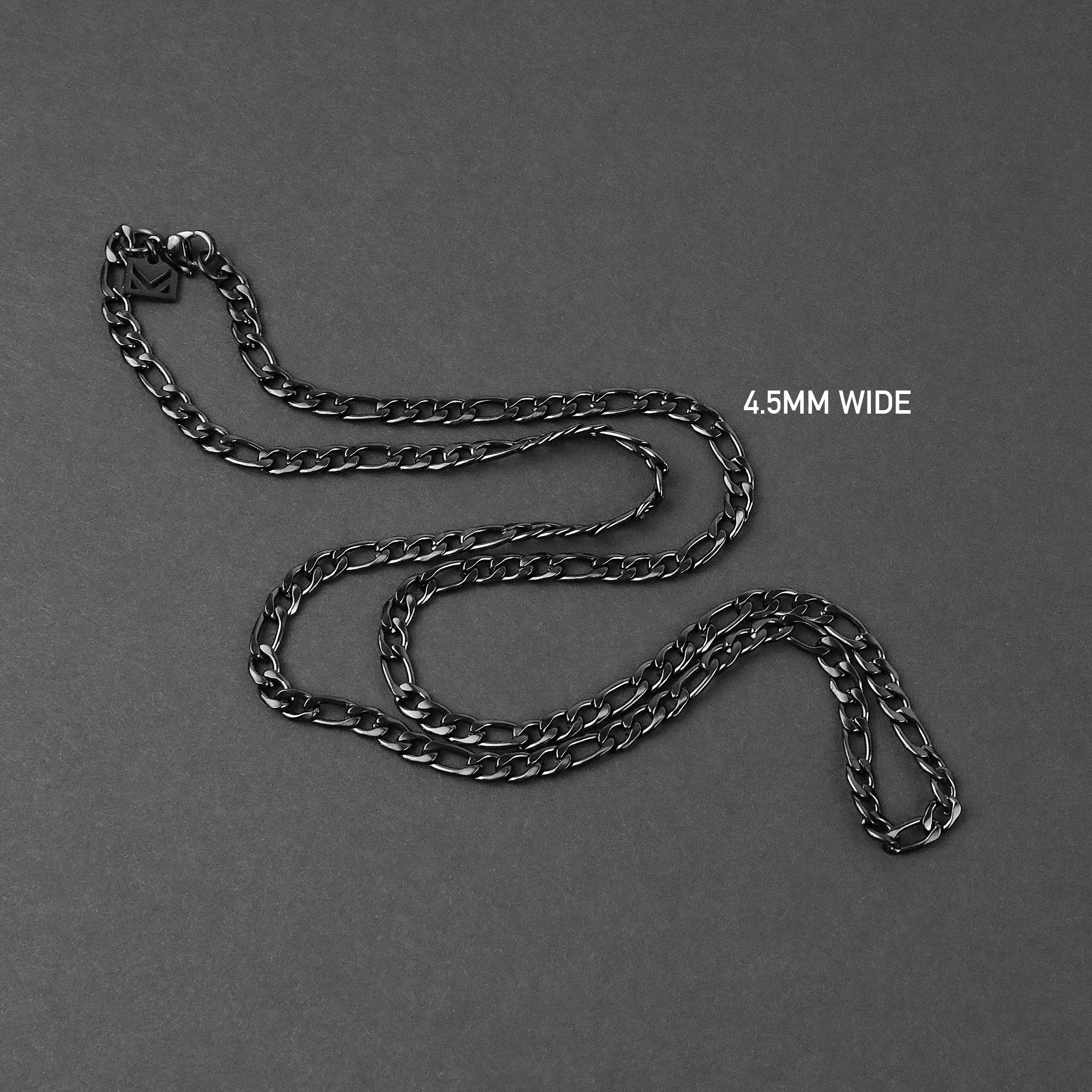 Figaro Chain Necklace - Black 4.5mm