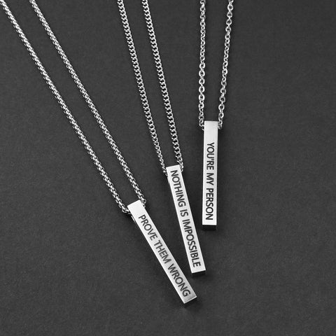 Bar Pendant Necklace - Matte Steel 5mm