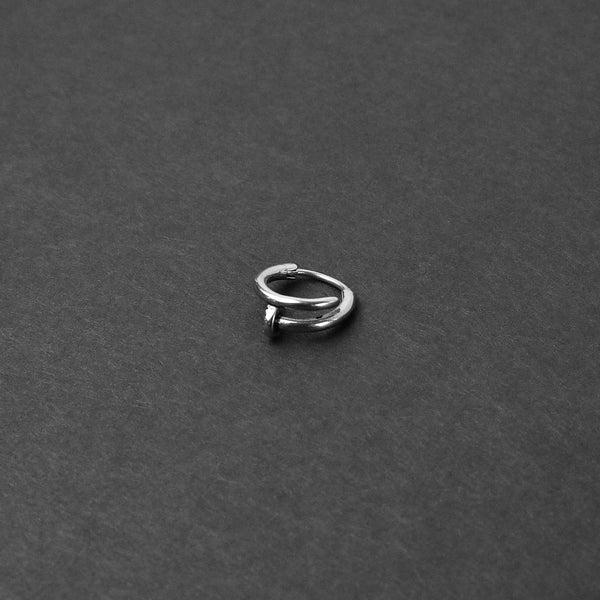 Nail Hoop Earring - Silver