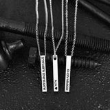 Bar Pendant Necklace - Matte Steel 5mm