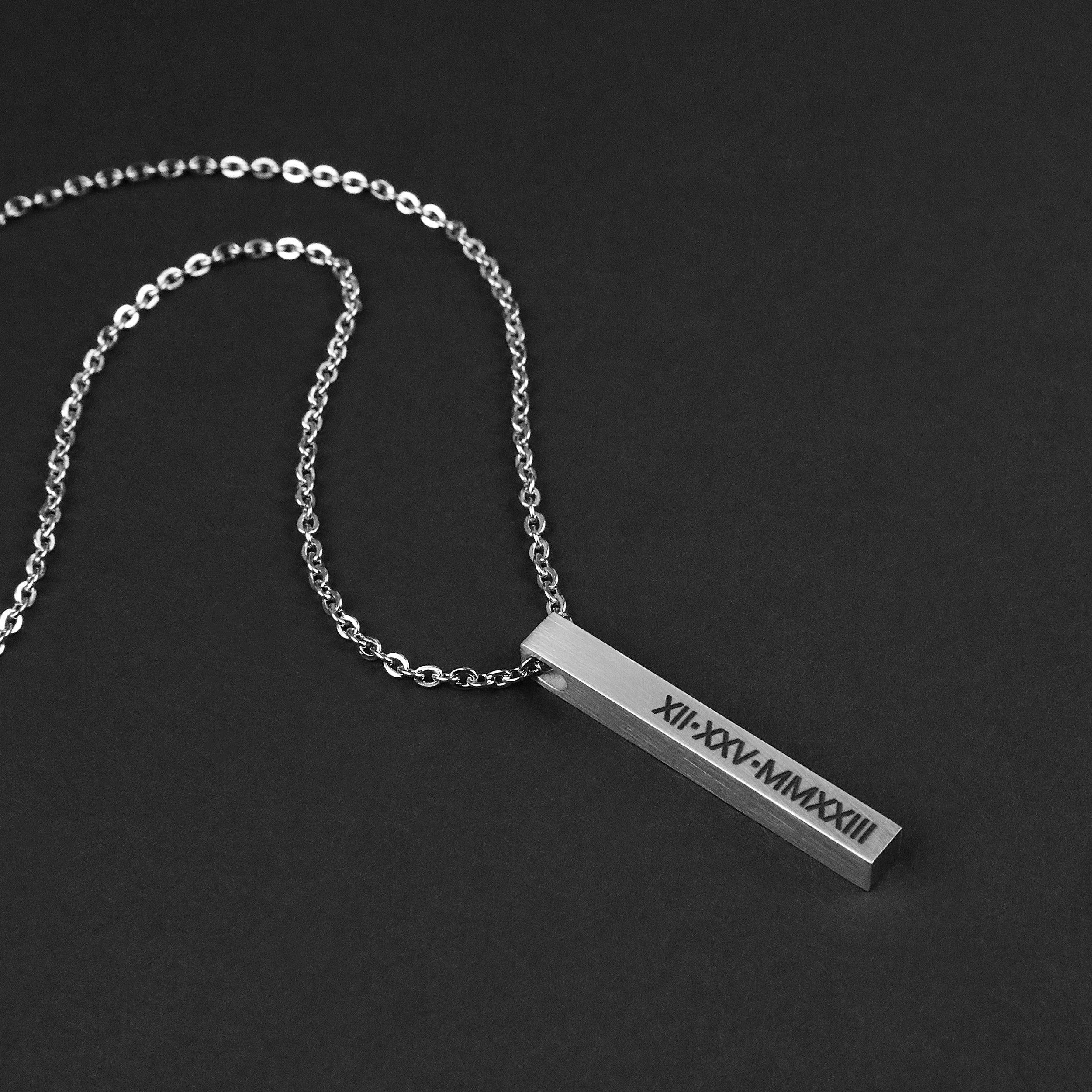 Bar Pendant Necklace - Matte Steel 5mm