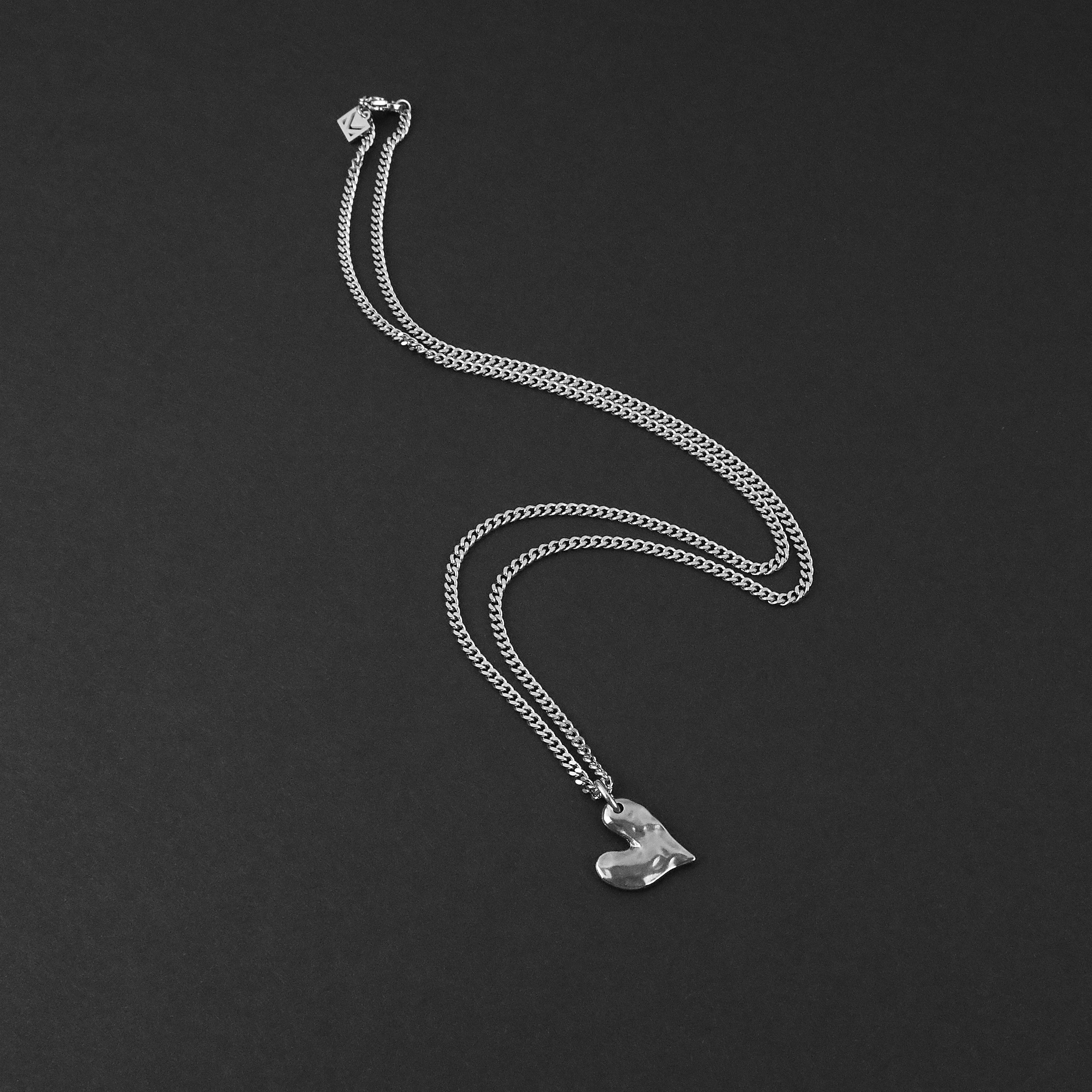 Bruised Heart Necklace - Silver