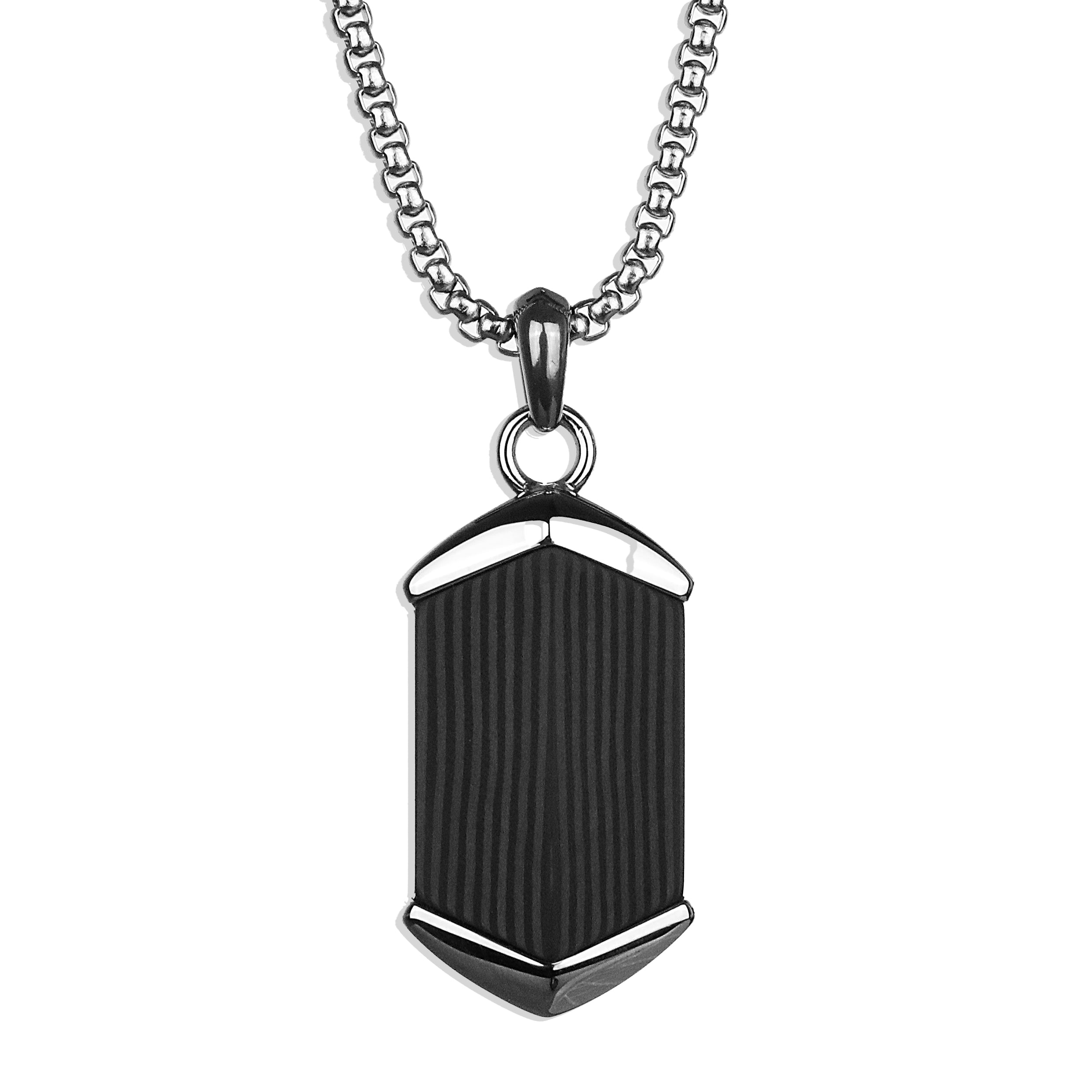 Carbon Obsidian Necklace - Silver x Black