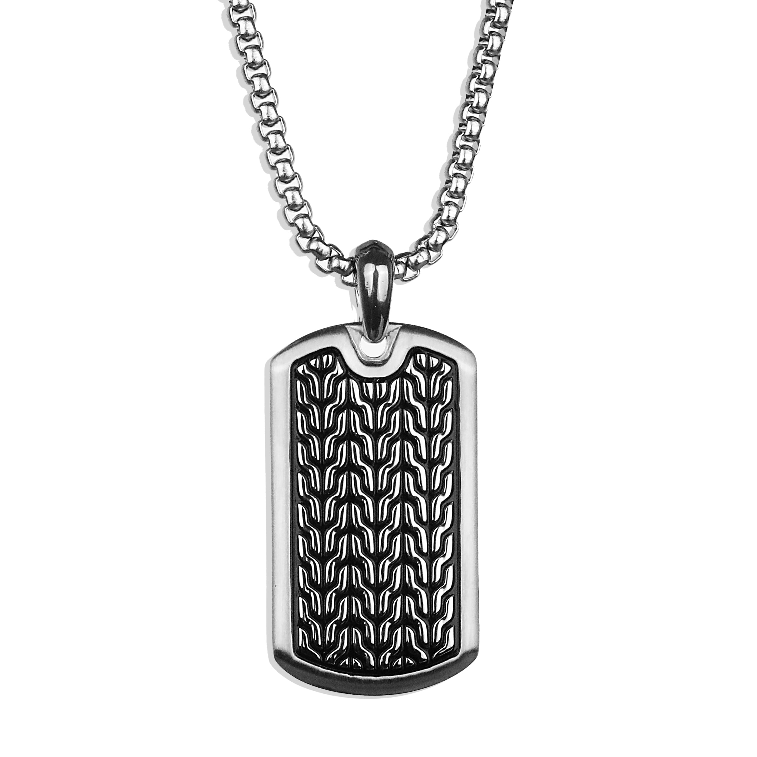 Wheat Tag Necklace - Silver x Black