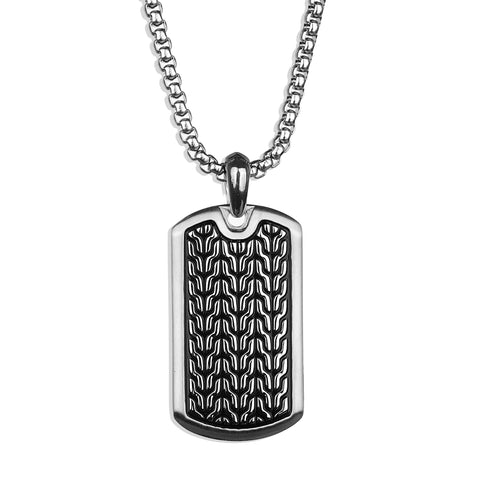 Wheat Tag Necklace - Silver x Black