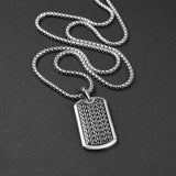 Wheat Tag Necklace - Silver x Black