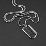 Carbon Wave Tag Necklace - Silver x Black