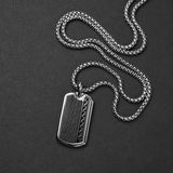 Carbon Wave Tag Necklace - Silver x Black