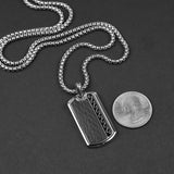 Carbon Wave Tag Necklace - Silver x Black