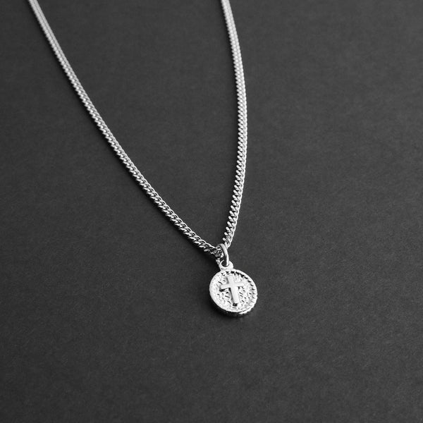 Minimal Cross Amulet Necklace - Silver