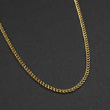Cuban Accent Chain x Outline Cross - Gold 3mm