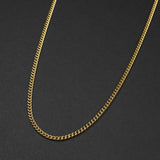 Cuban Accent Chain x Outline Cross - Gold 3mm