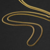 Cuban Accent Chain x Outline Cross - Gold 3mm