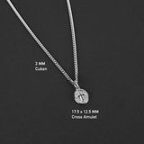 Minimal Cross Amulet Necklace - Silver