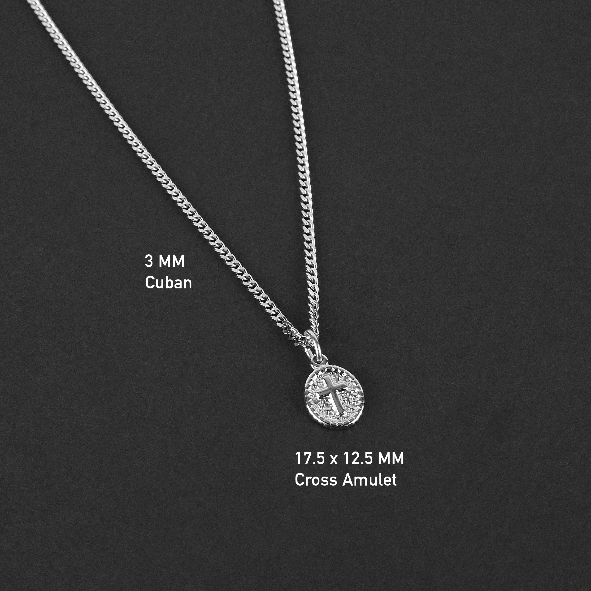 Minimal Cross Amulet Necklace - Silver