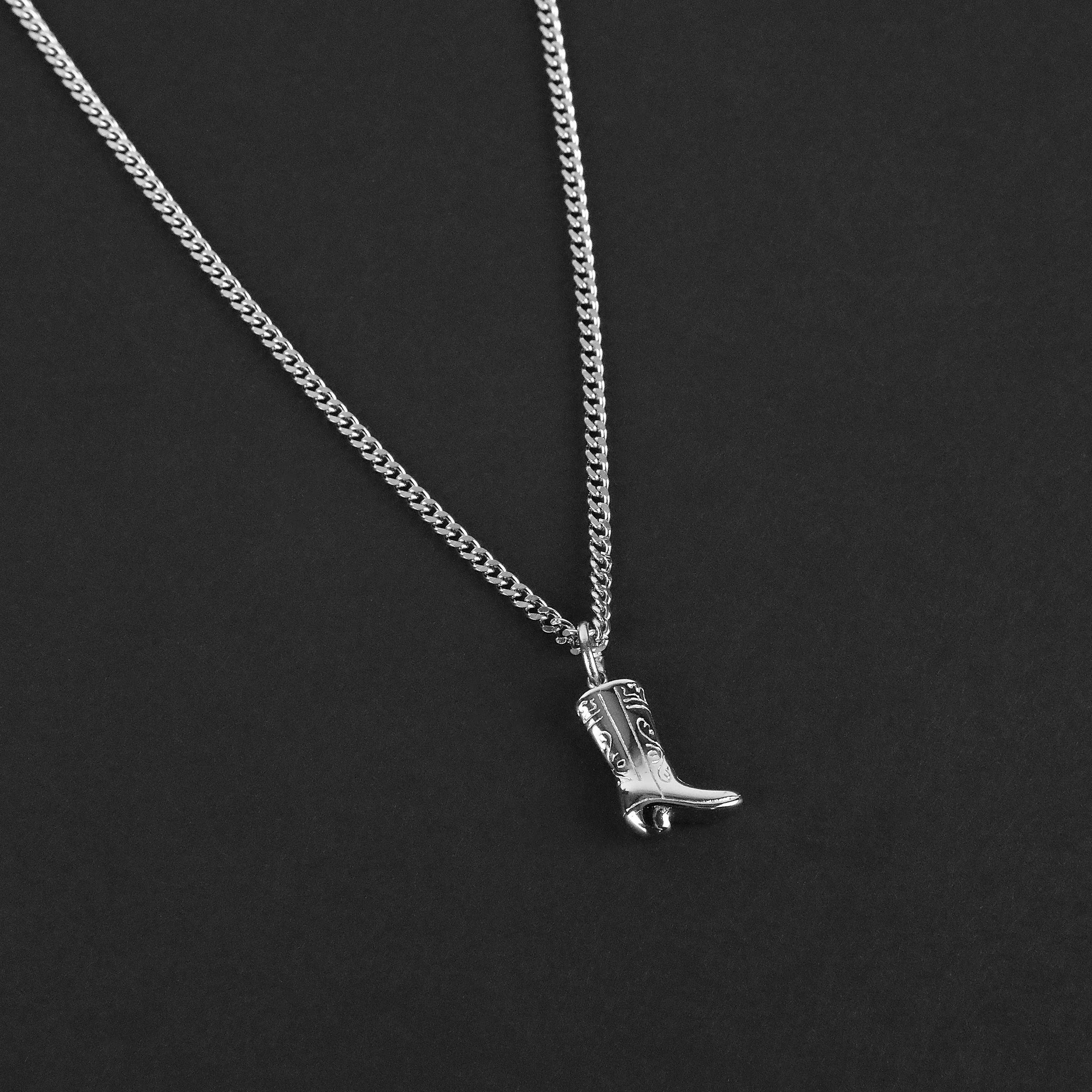 Outlaw Boot Necklace - Silver