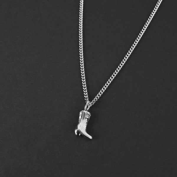 Outlaw Boot Necklace - Silver