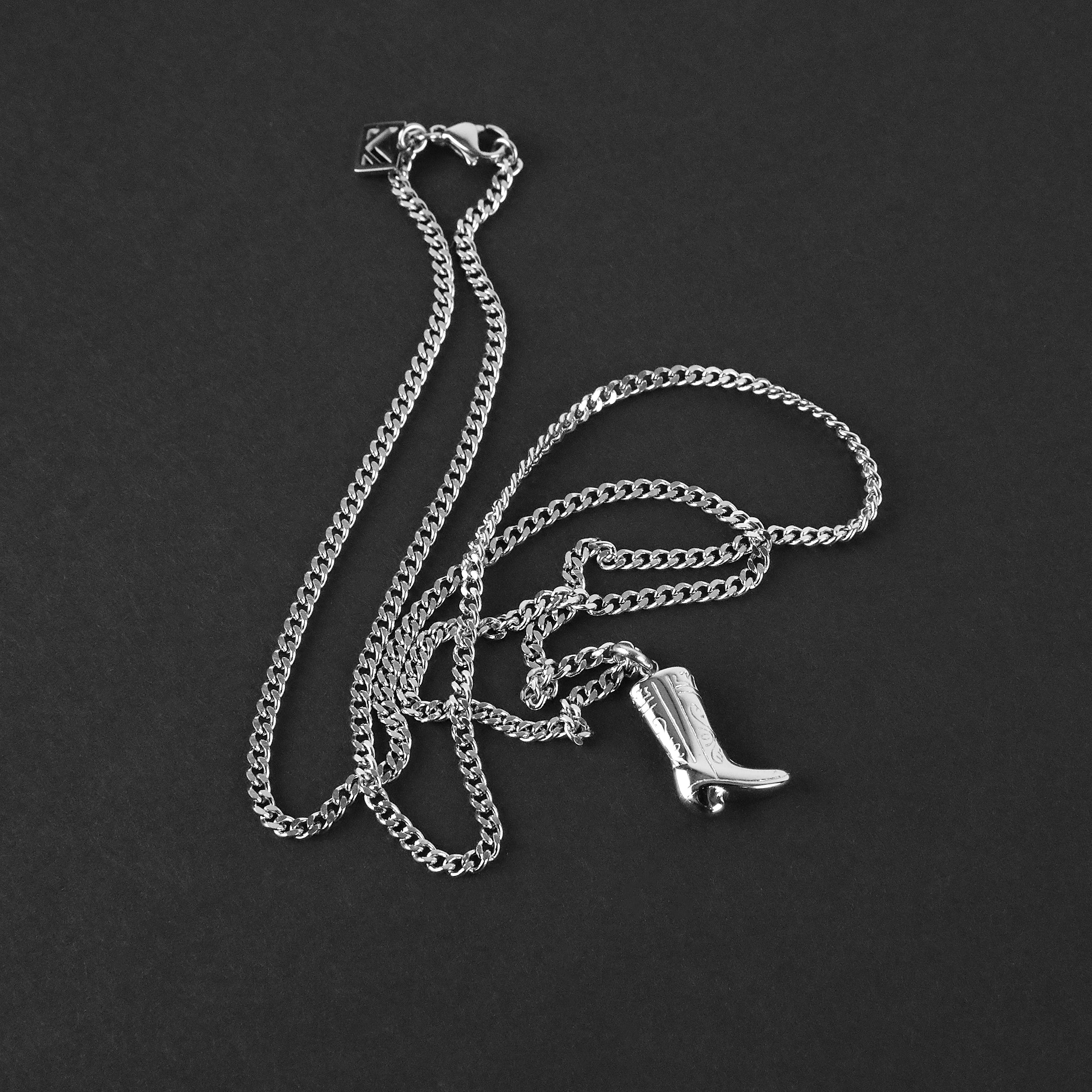 Outlaw Boot Necklace - Silver