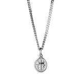 Minimal Cross Amulet Necklace - Silver