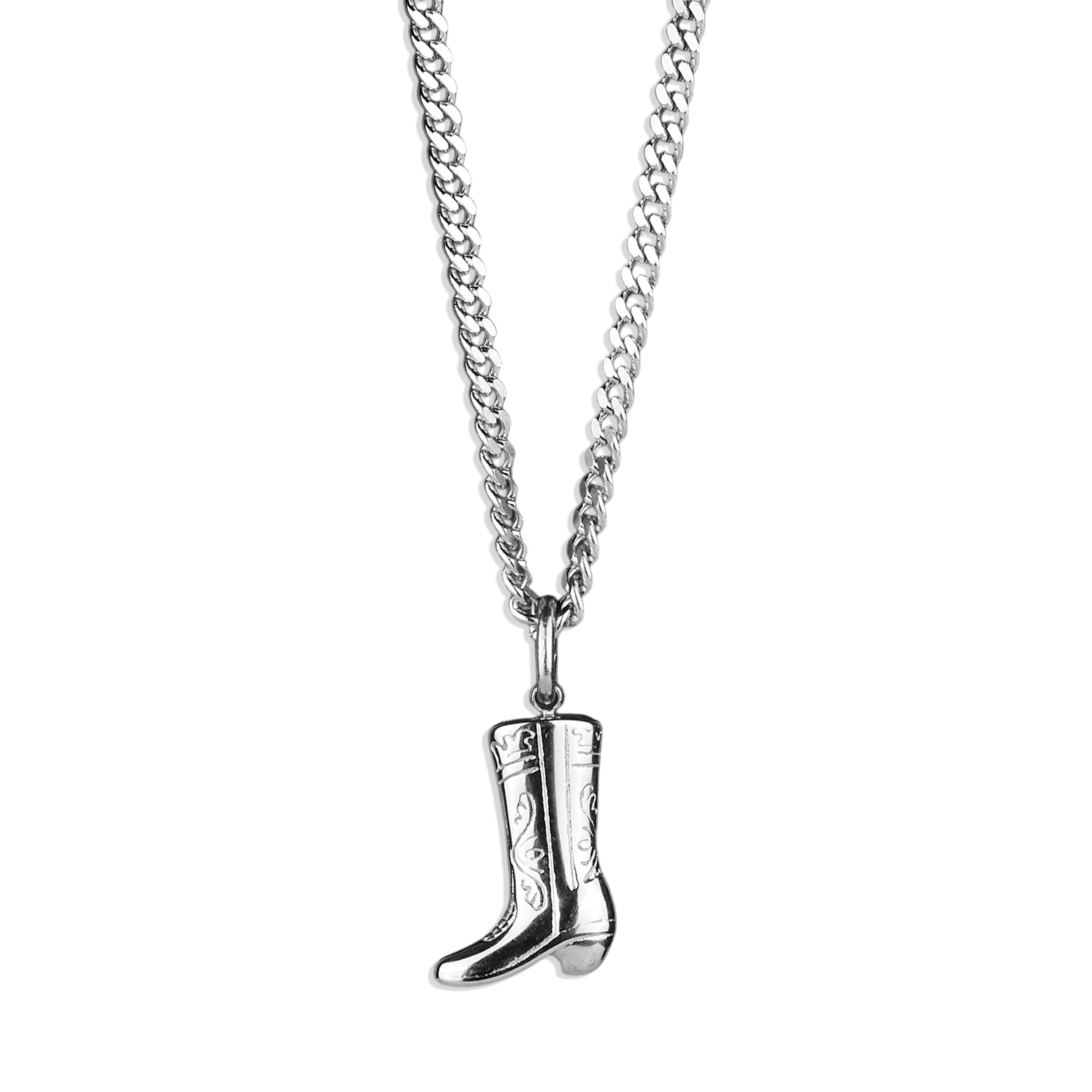 Outlaw Boot Necklace - Silver