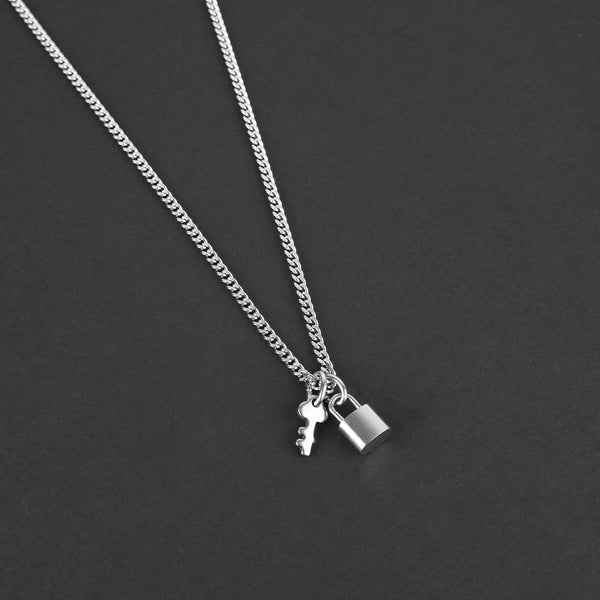 Lock And Key Necklace - Silver