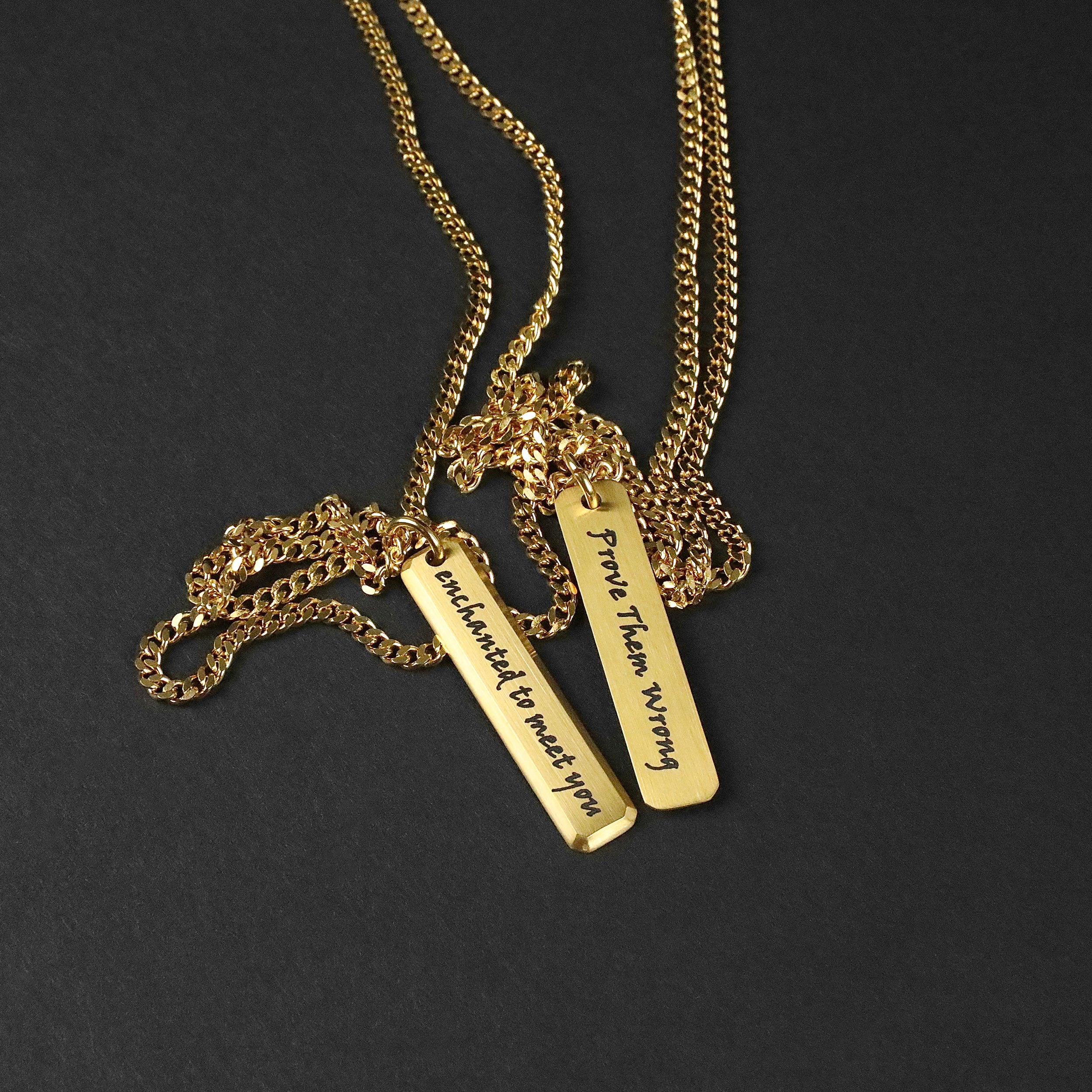 Beveled Bar Necklace - Gold