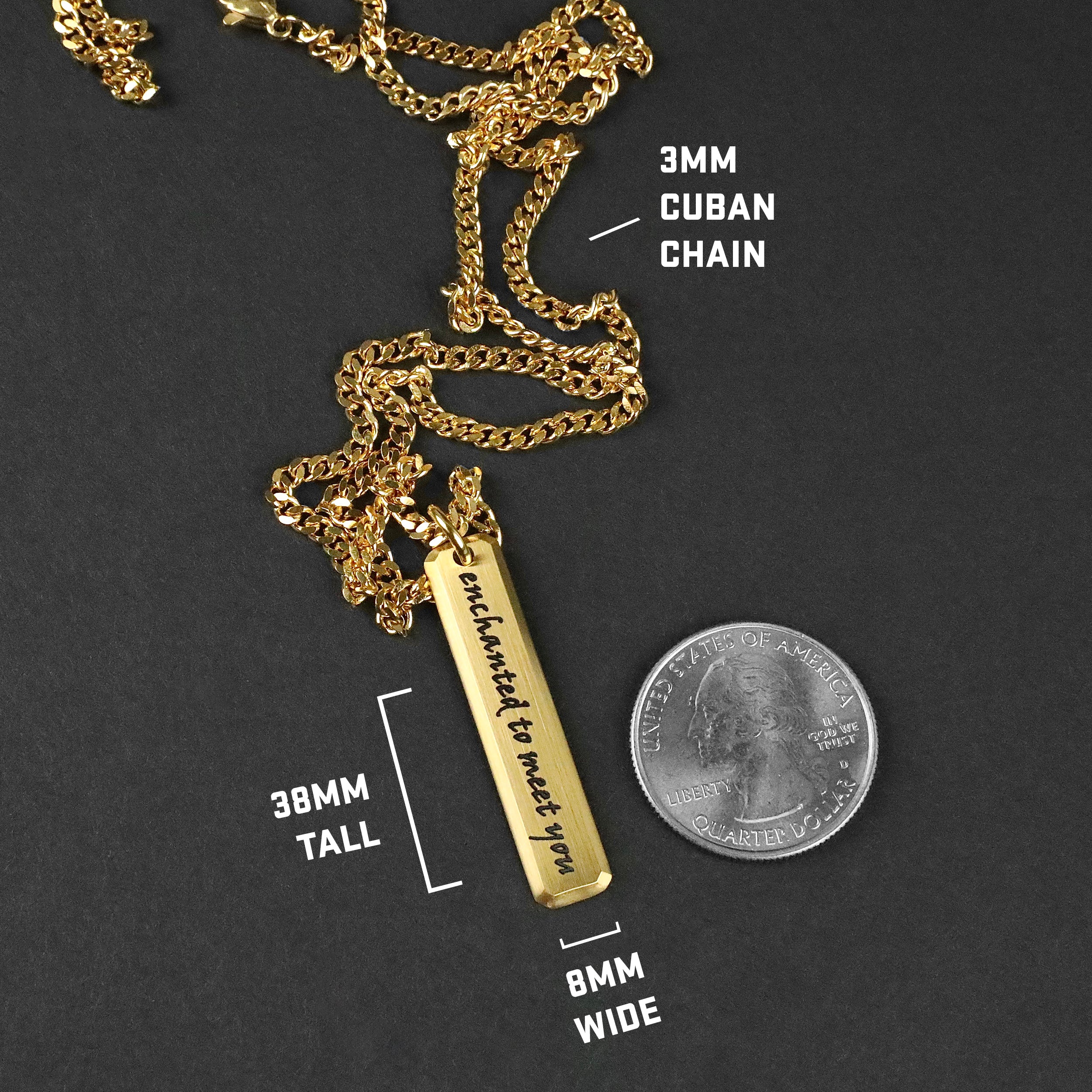 Beveled Bar Necklace - Gold