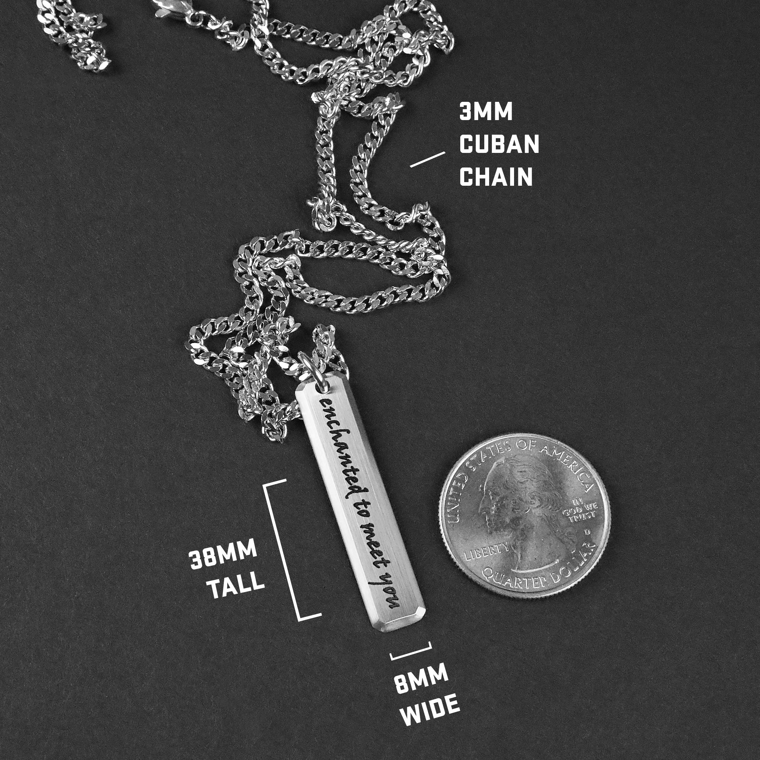 Beveled Bar Necklace - Black