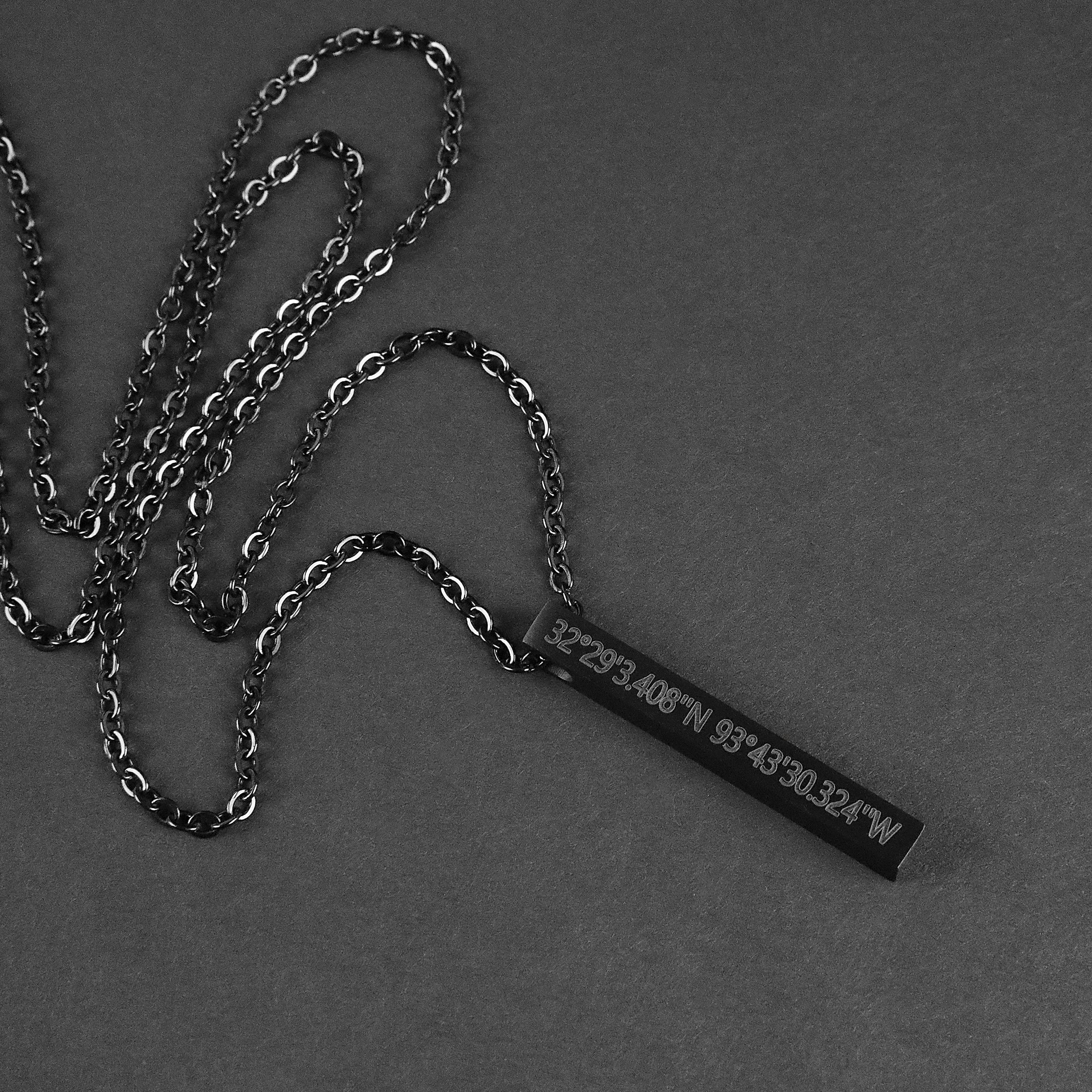 Bar Pendant Necklace - Matte Black 5mm