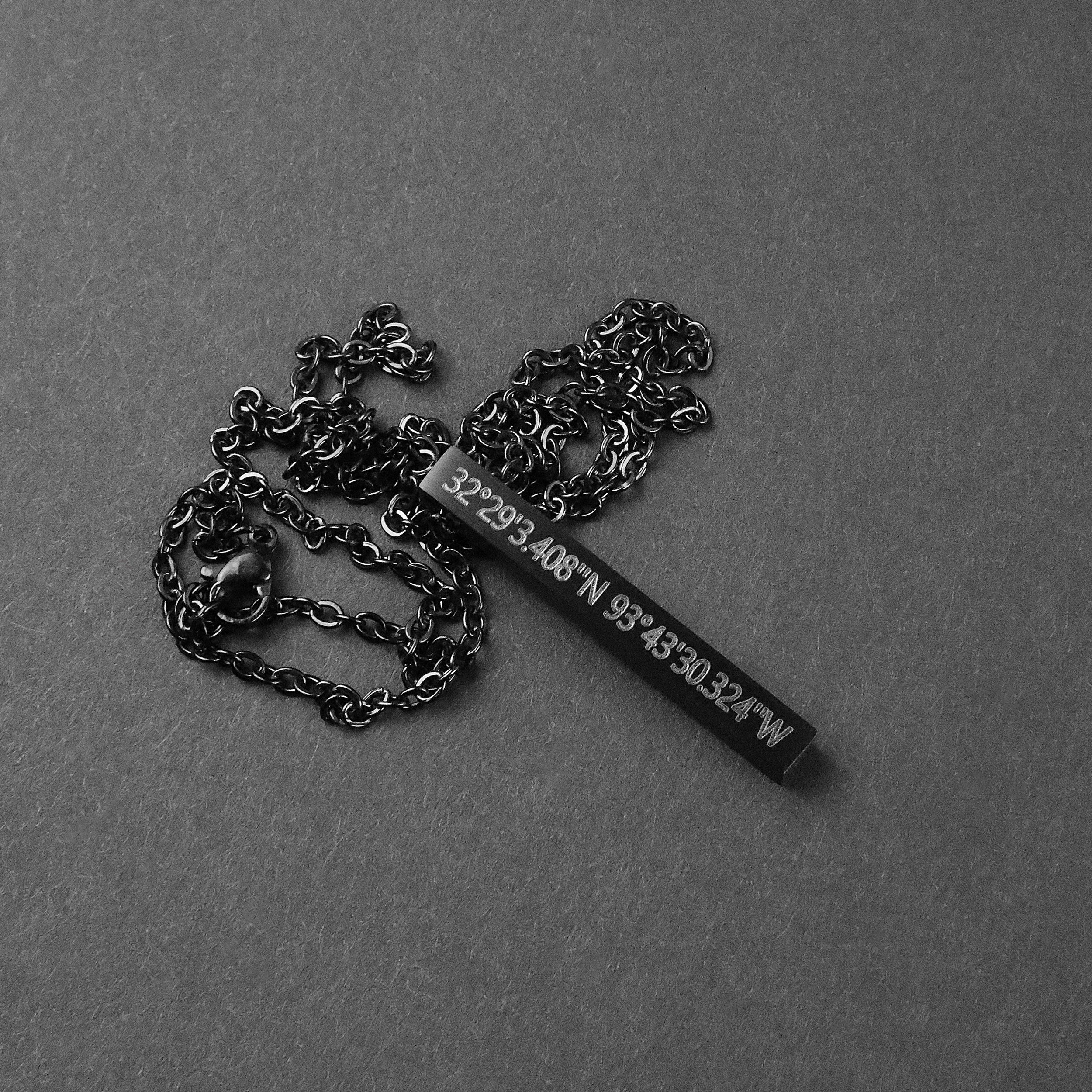 Bar Pendant Necklace - Matte Black 5mm