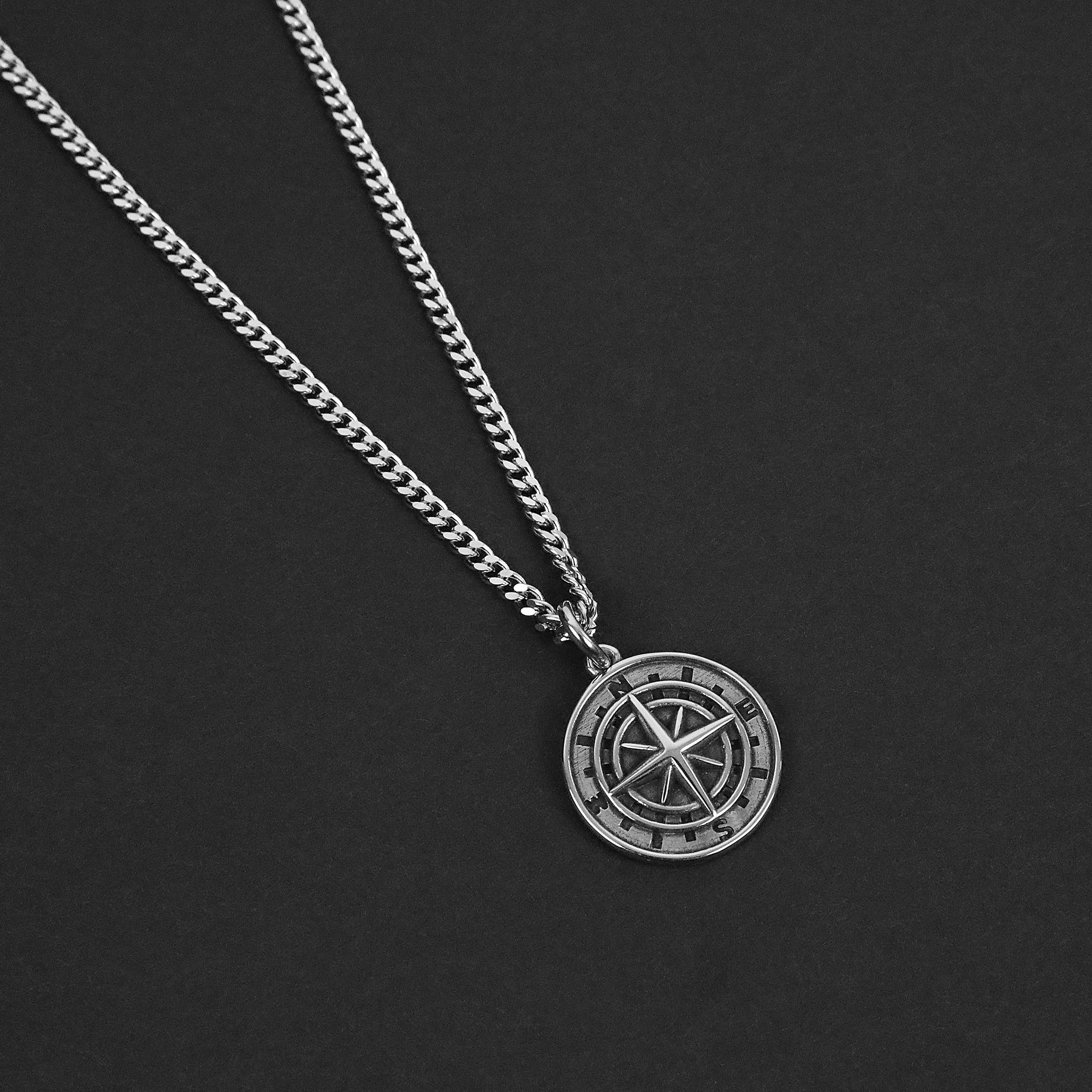 Compass Amulet Necklace - Silver