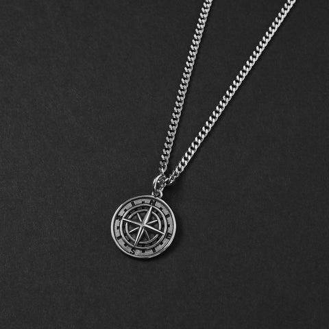 Compass Amulet Necklace - Silver