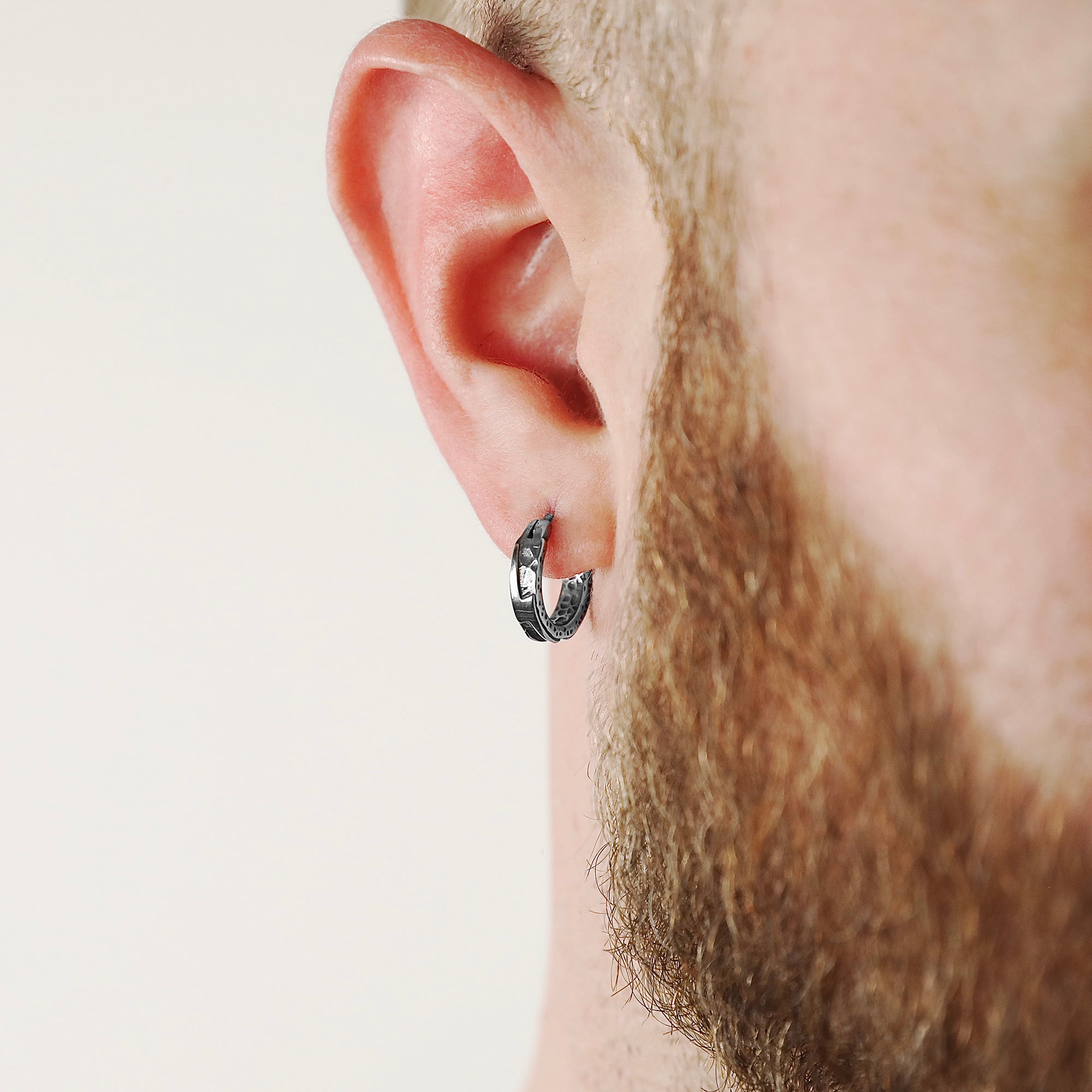 Rugged Hoop Earring - Silver