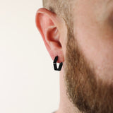 Large Hex Hoop Earring - Black