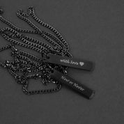Beveled Bar Necklace - Black