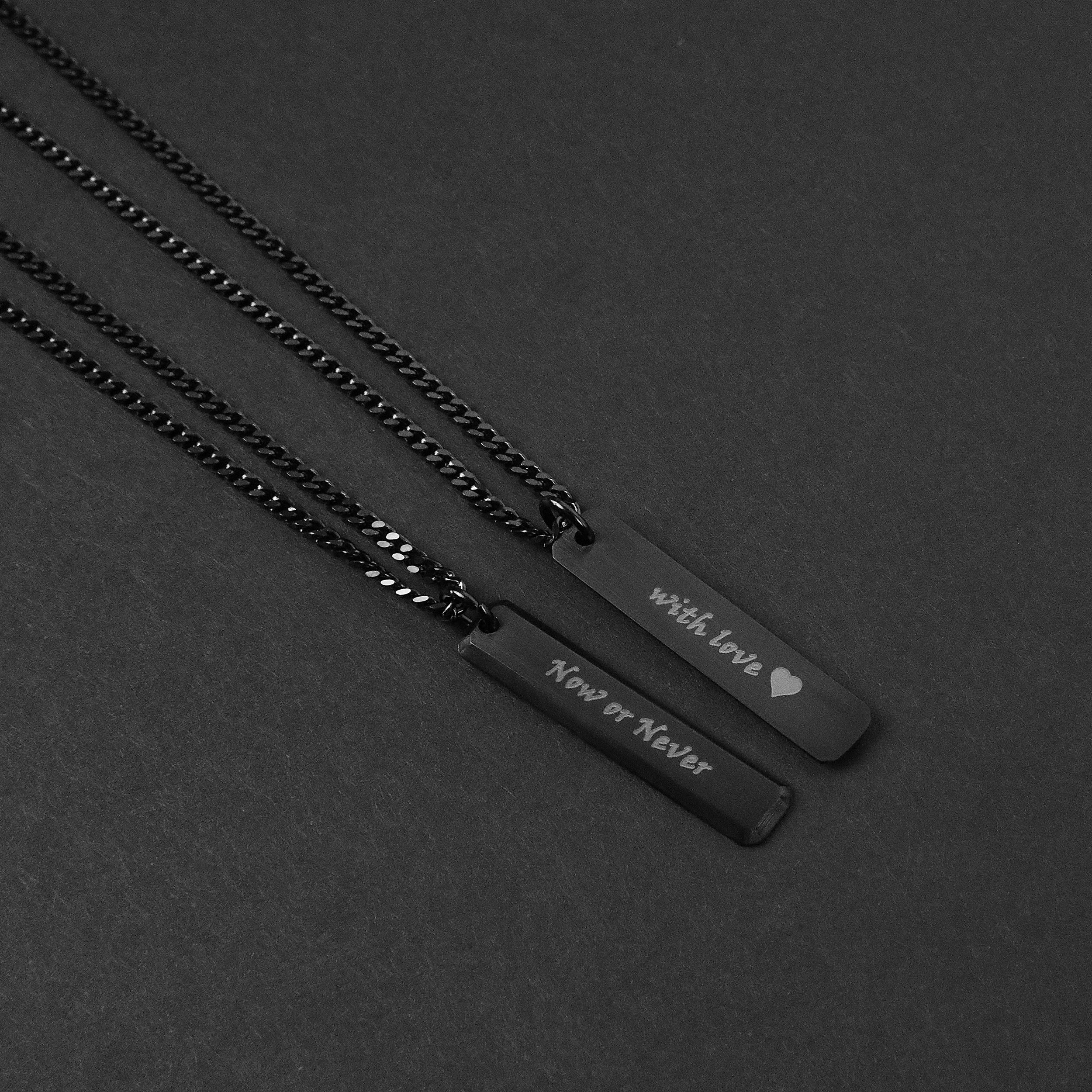 Beveled Bar Necklace - Black