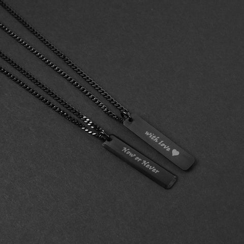 Beveled Bar Necklace - Black