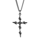 Barbed Wire Cross Necklace - Silver