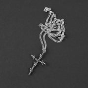 Barbed Wire Cross Necklace - Silver
