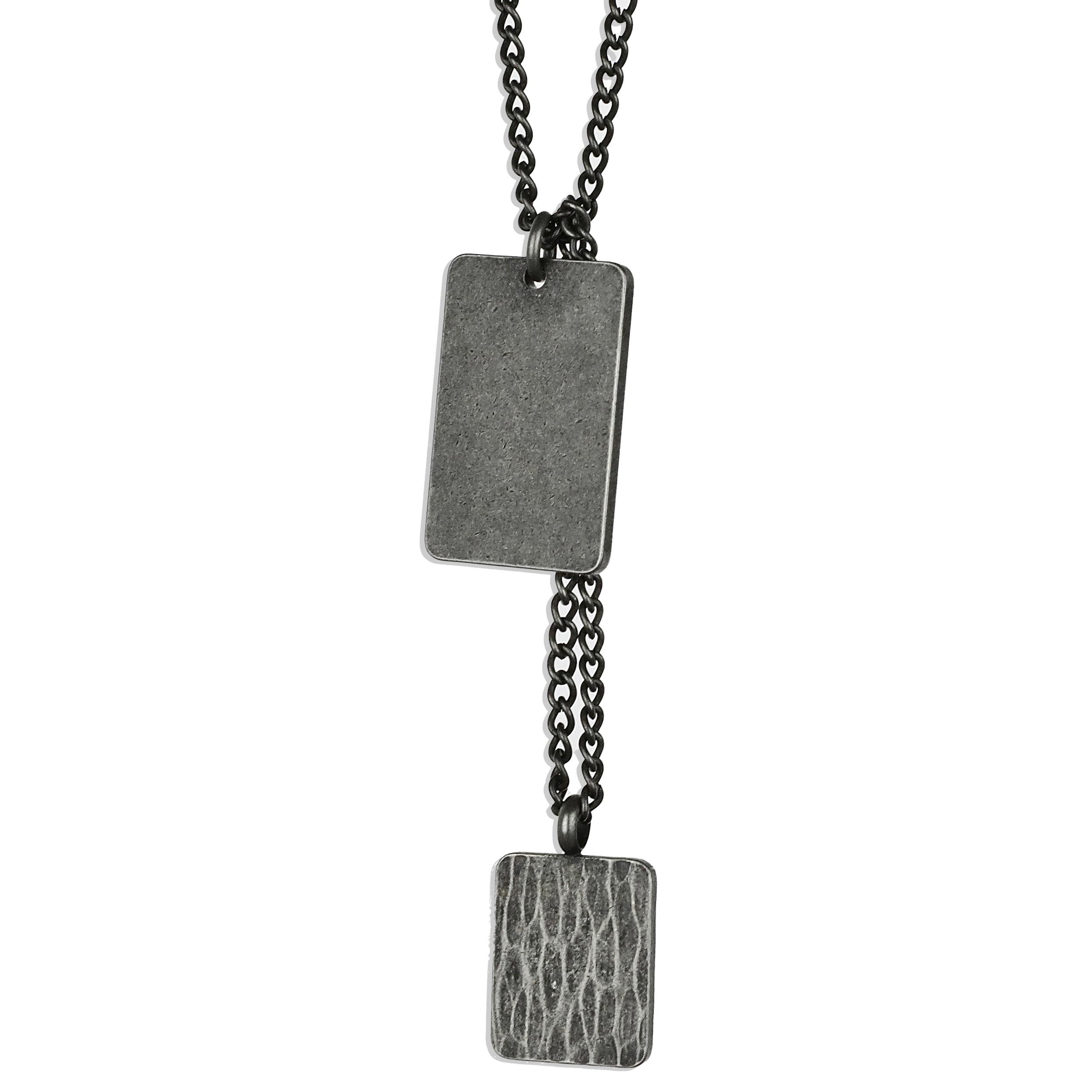 Duo Tag Necklace - Aged Silver