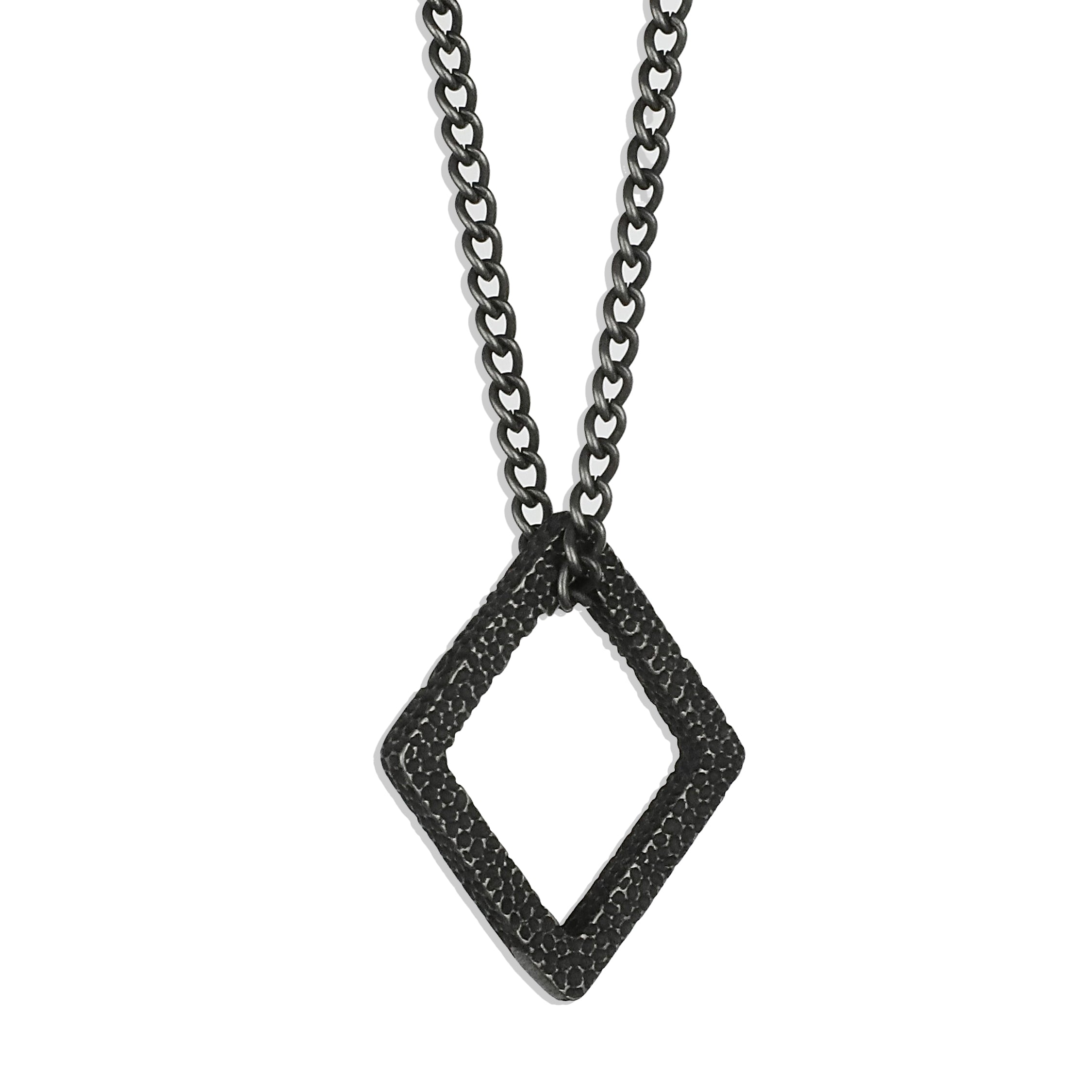 Geo Pendant Necklace - Aged Silver