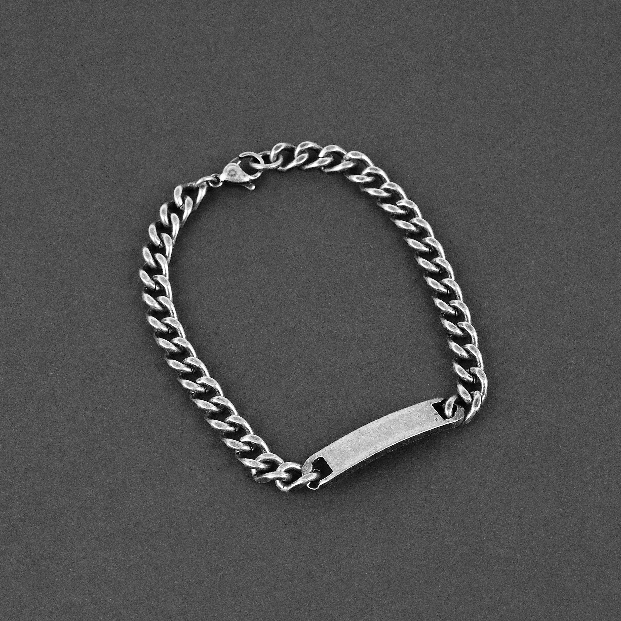 Bar Bracelet - Aged Silver 7mm